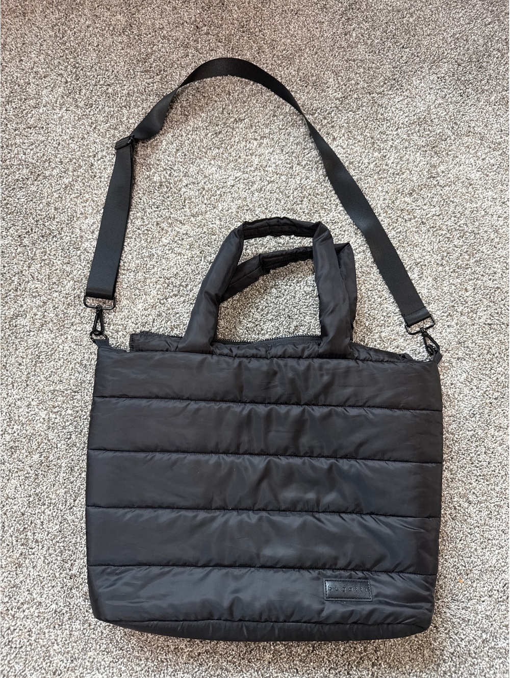 Bugatti Black Quilted Laptop Tote with Detachable Strap